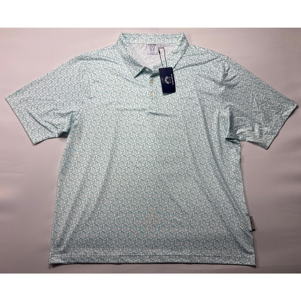 NWT Foray‎ Golf The Trophy Collection Men's SS Blue Bonnet White Polo - Size XL*
